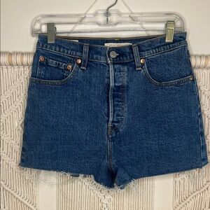 Levi's Dark Indigo High-Rise Denim Shorts